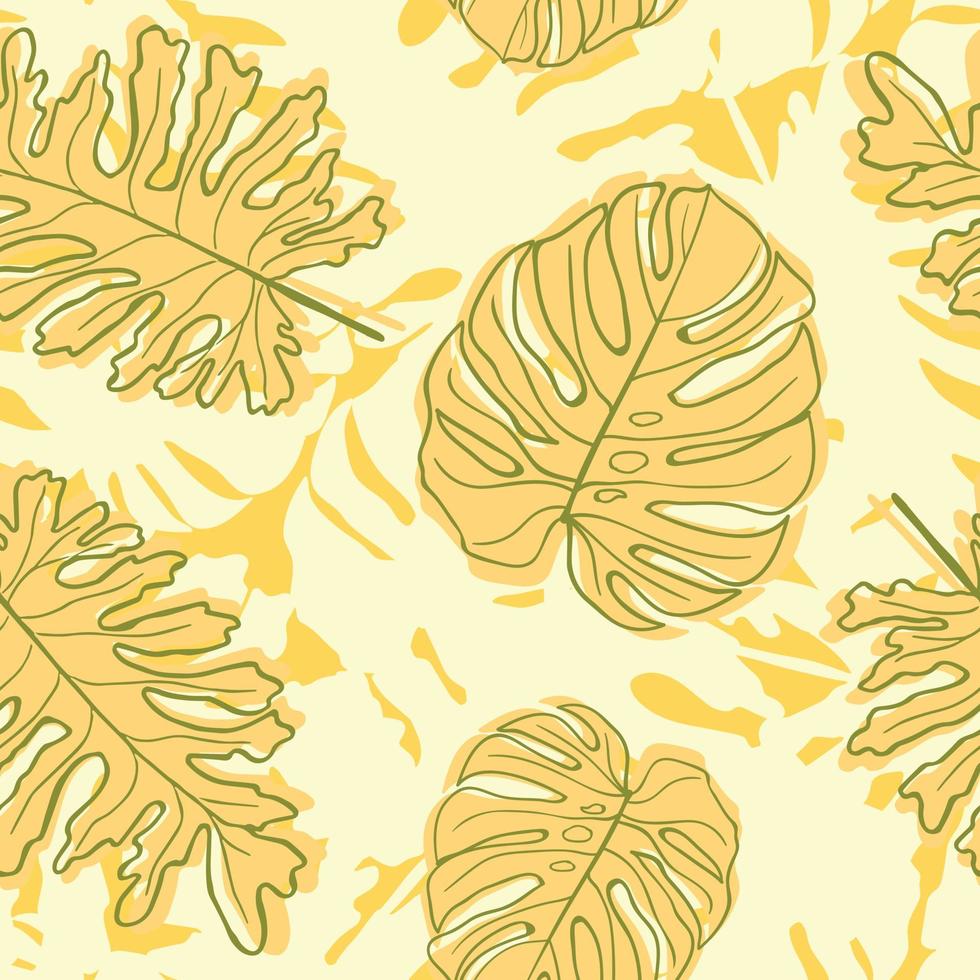 Beautiful tropical monstera leaves seamless pattern design. Tropical leaves nature background. Trendy Brazilian illustration. Spring and summer design for textile, prints, wrapping paper. vector