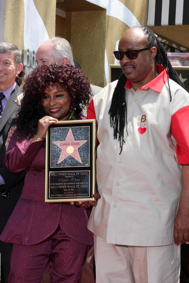 LOS ANGELES, MAY 19 - Chaka Kahn, Stevie Wonder at the Chaka Kahn Hollywood Walk of Fame Star Ceremony at Hollywood Blvd on May 19, 2011 in Los Angeles, CA photo