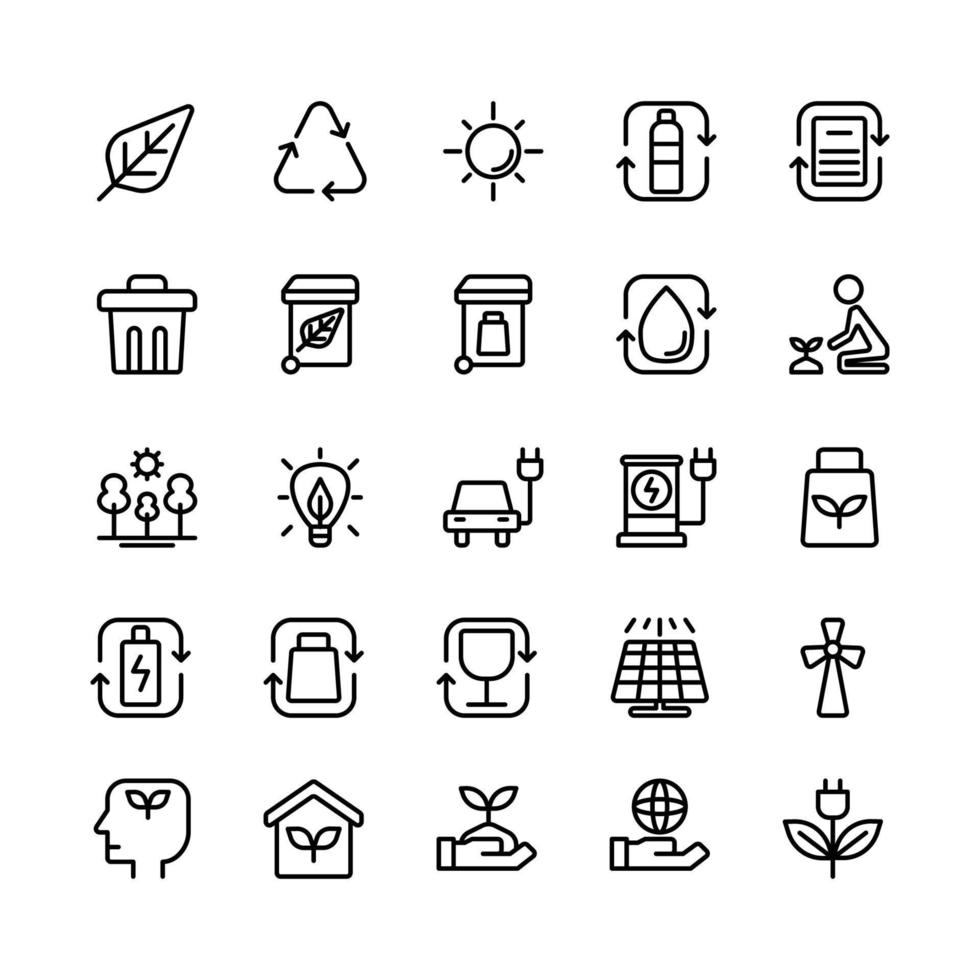 ecology icon set. outline icon vector