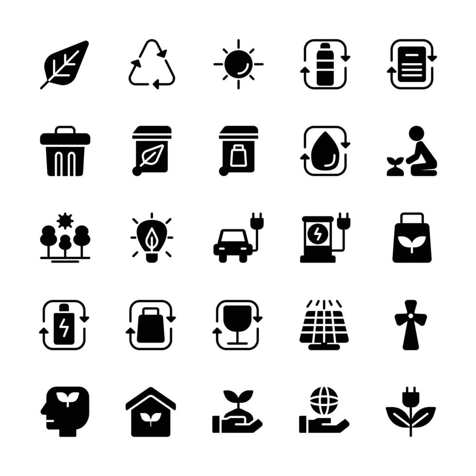 ecology icon set. solid icon vector
