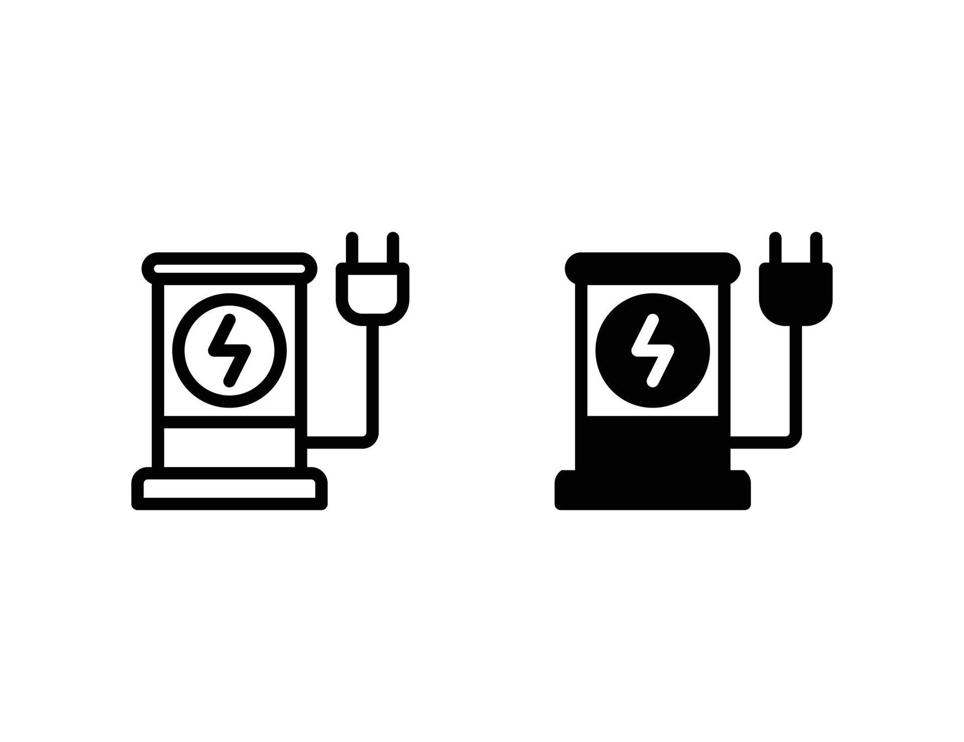 electric car charger icon. outline icon and solid icon 8264790 Vector