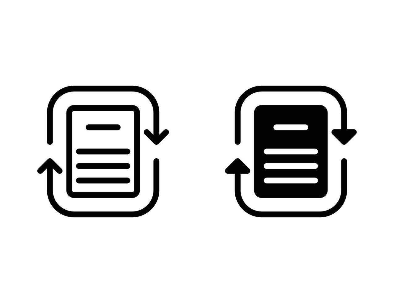 paper recycling icon. outline icon and solid icon vector