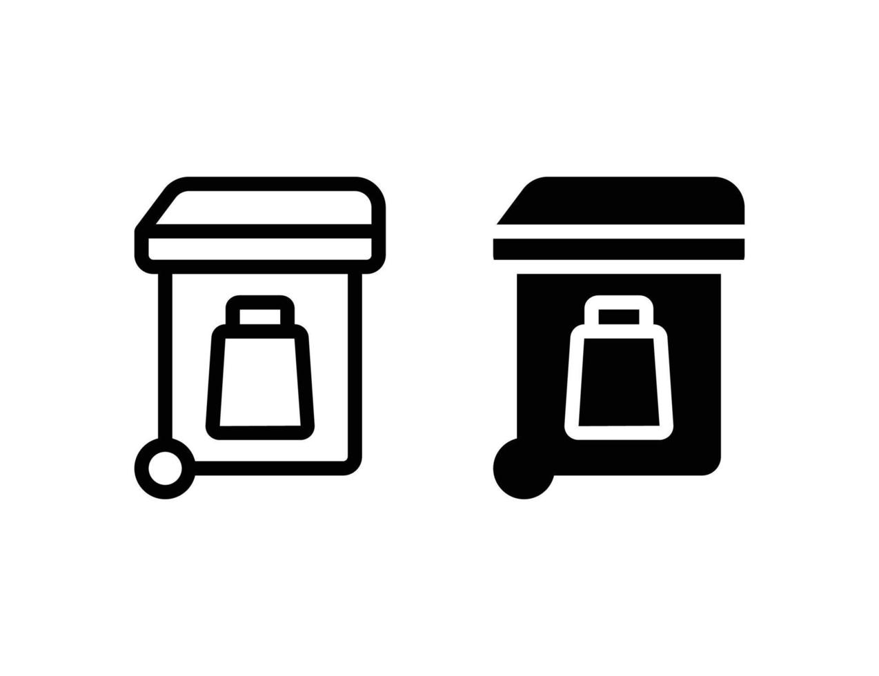 trash can icon. outline icon and solid icon vector