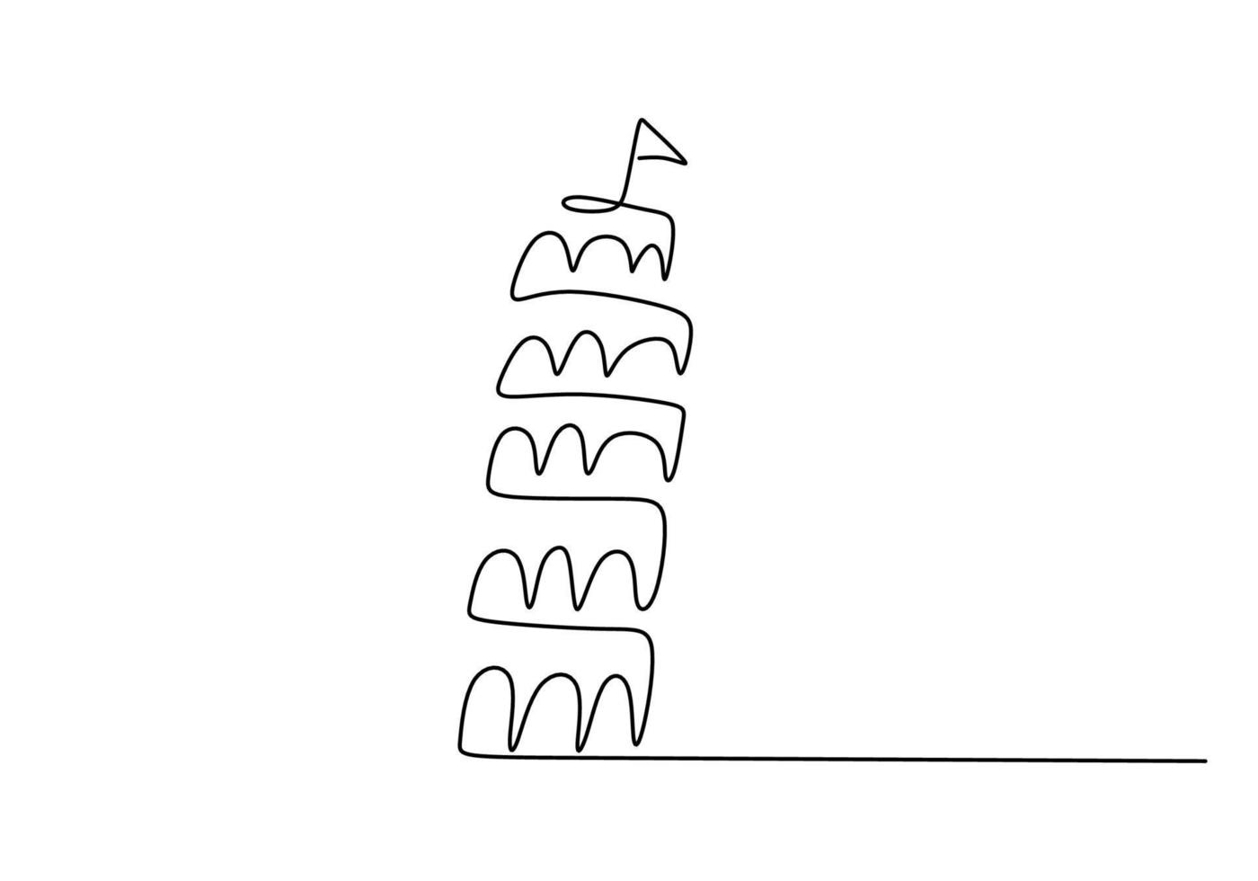 One continuous single line of famous building like pisa tower vector