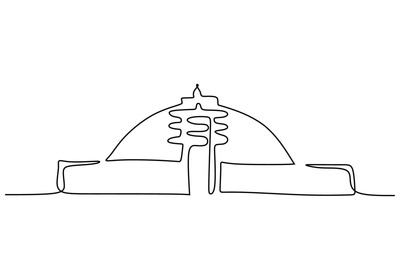 One continuous single line of ancient building like Sanchi Stupa vector