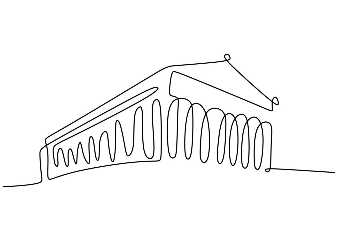 One continuous single line of ancient building like The Parthenon vector