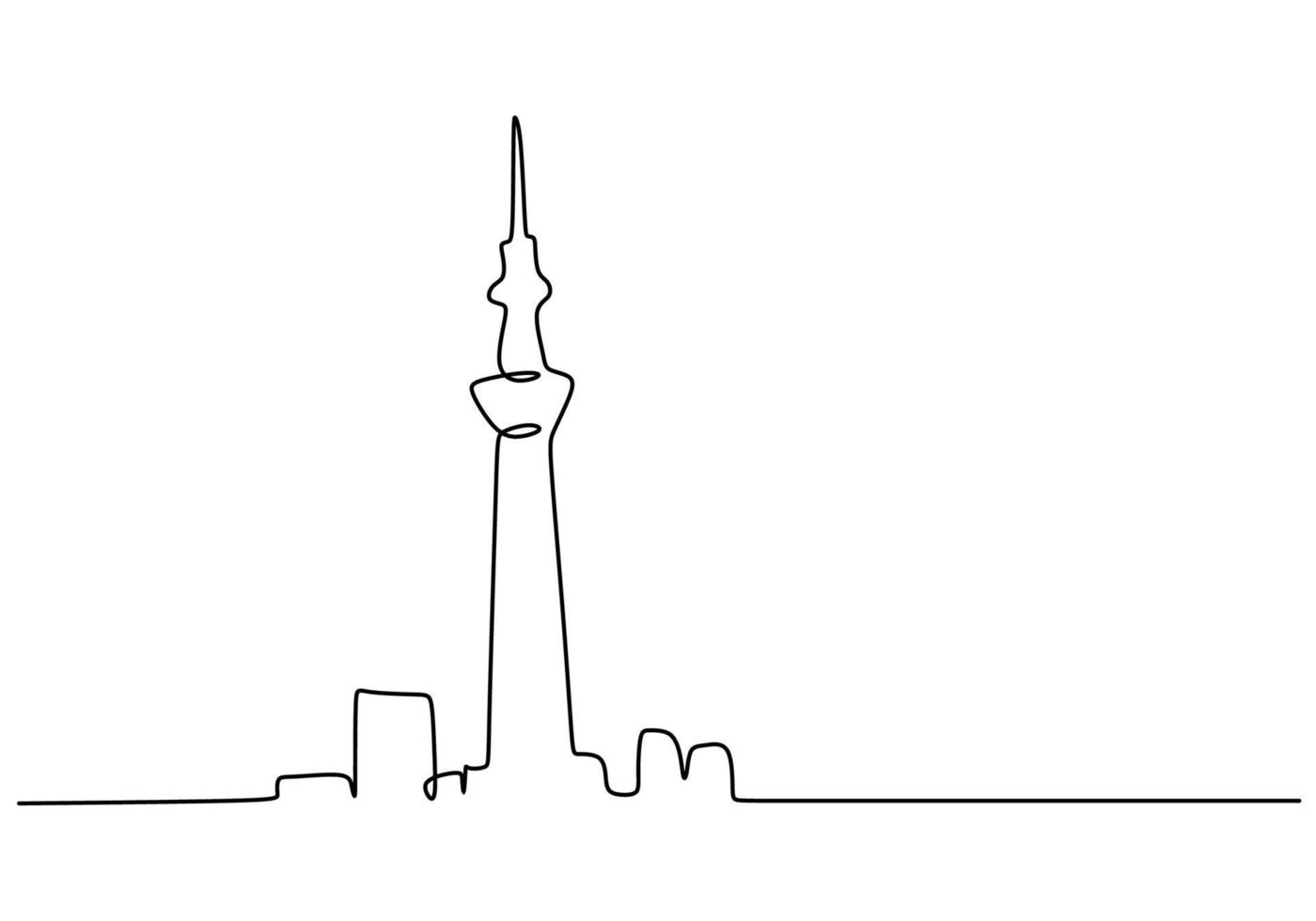 One continuous single line of famous building like Tokyo Skytree vector