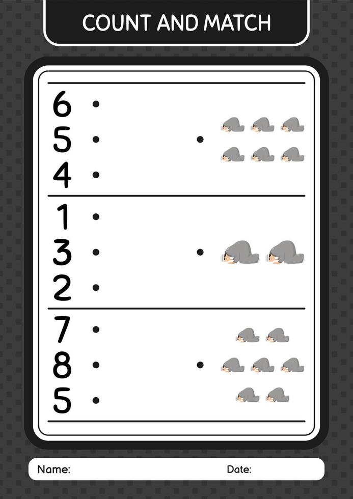 cuenta y combina el juego con la oración. hoja de trabajo para niños en edad preescolar, hoja de actividades para niños vector