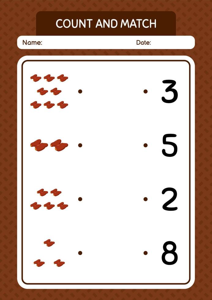 Count and match game with dates fruit. worksheet for preschool kids, kids activity sheet vector