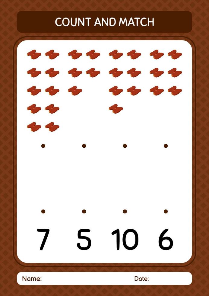 Count and match game with dates fruit. worksheet for preschool kids, kids activity sheet vector