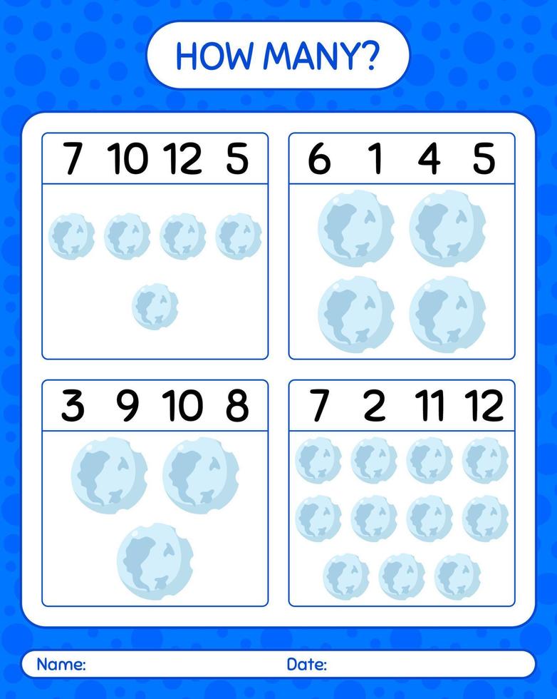 How many counting game with full moon. worksheet for preschool kids, kids activity sheet vector