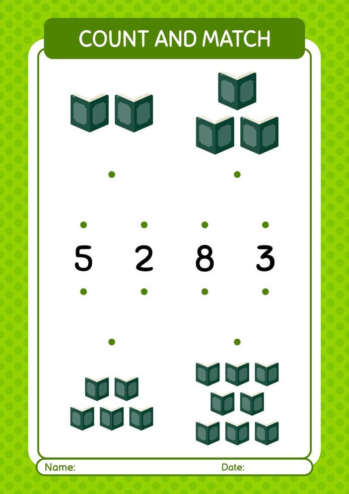 Count and match game with quran. worksheet for preschool kids, kids activity sheet vector