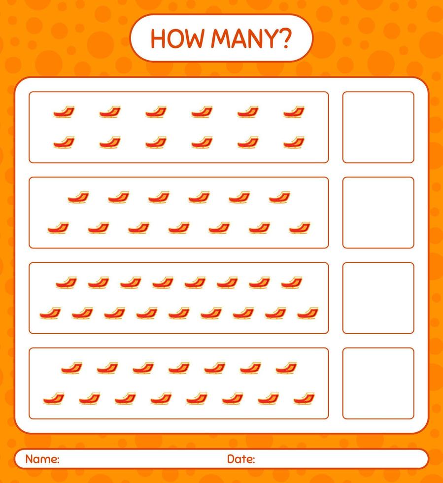 How many counting game with santa's sleigh. worksheet for preschool kids, kids activity sheet vector