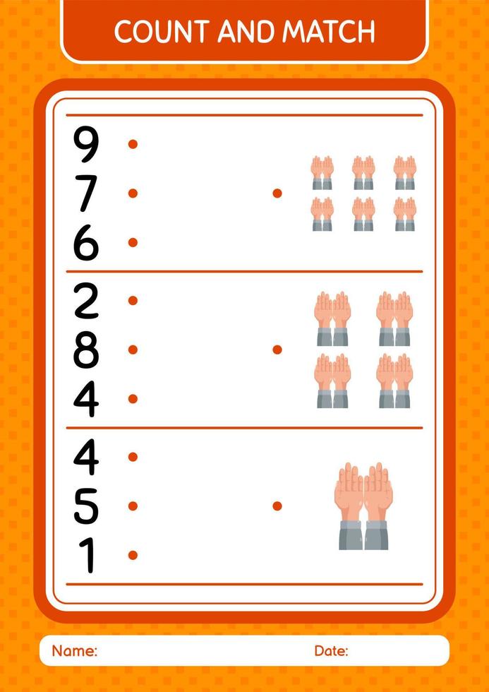 Count and match game with praying. worksheet for preschool kids, kids activity sheet vector