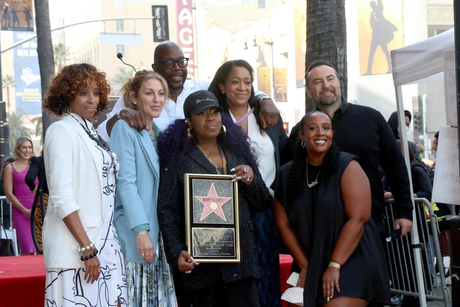 LOS ANGELES  NOV 8 - Missy Elliott, friends at the Missy Elliott Star Ceremony on the Hollywood Walk of Fame on November 8, 2021 in Los Angeles, CA photo