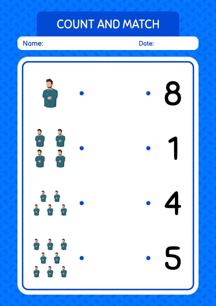 Count and match game with praying. worksheet for preschool kids, kids activity sheet vector