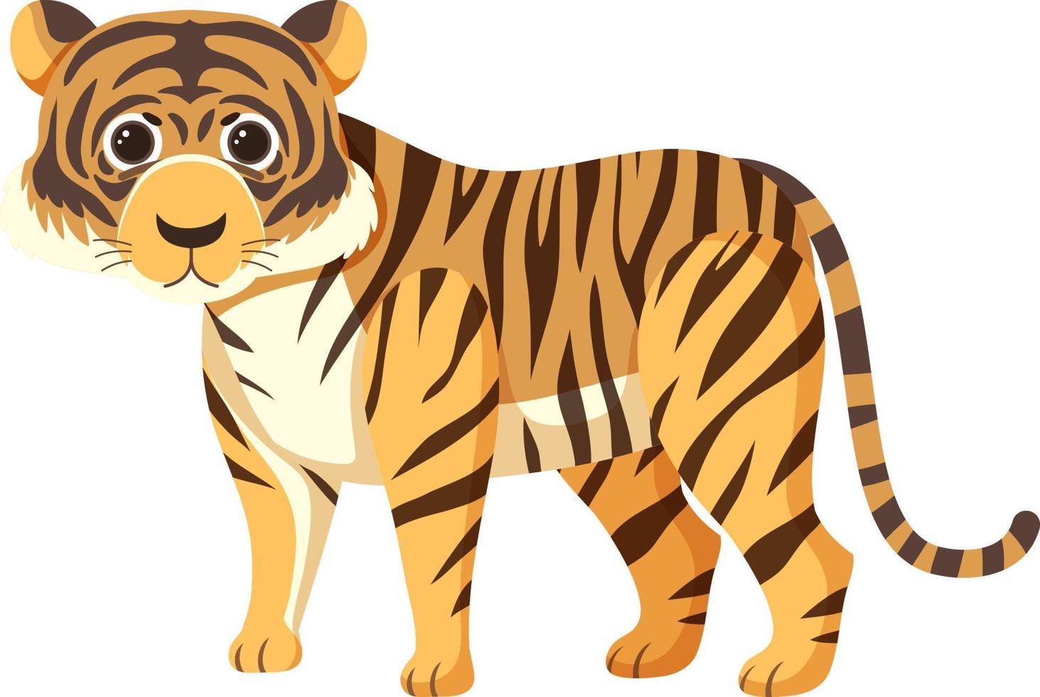 lindo tigre en estilo de dibujos animados plana vector