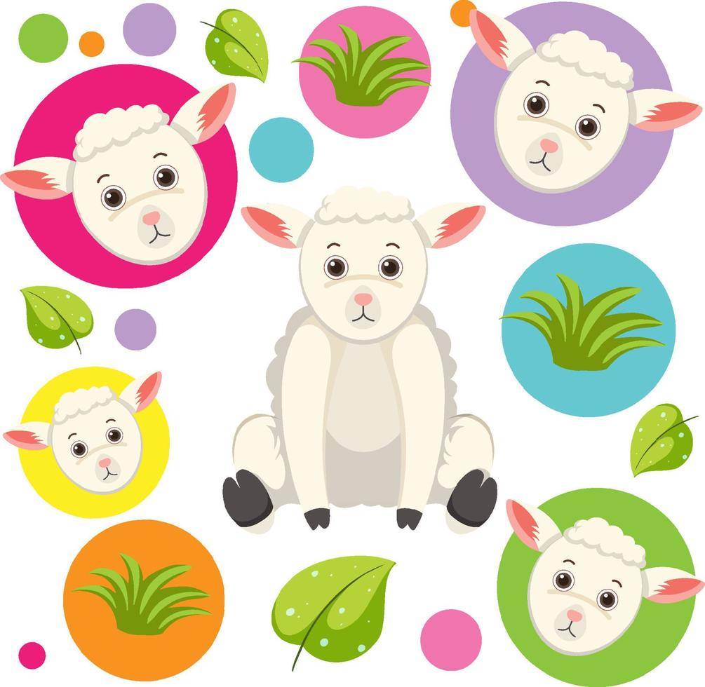 Cute sheep seamless pattern vector