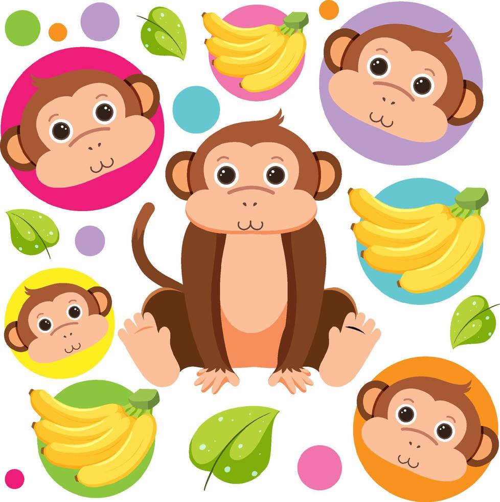 Cute monkey seamless pattern vector
