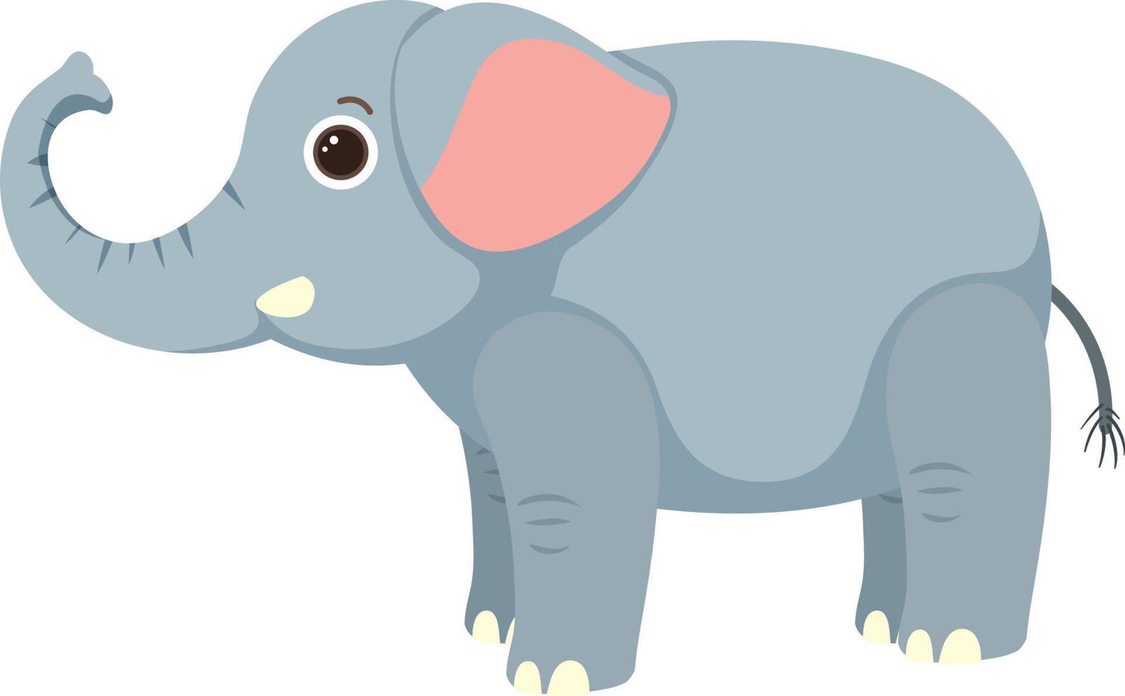 Cute elephant in flat cartoon style vector