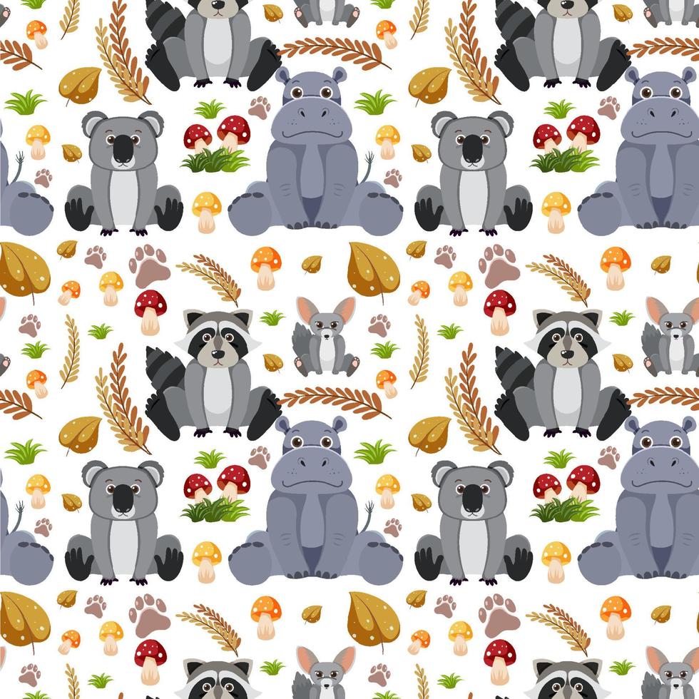 Cute animals seamless pattern vector