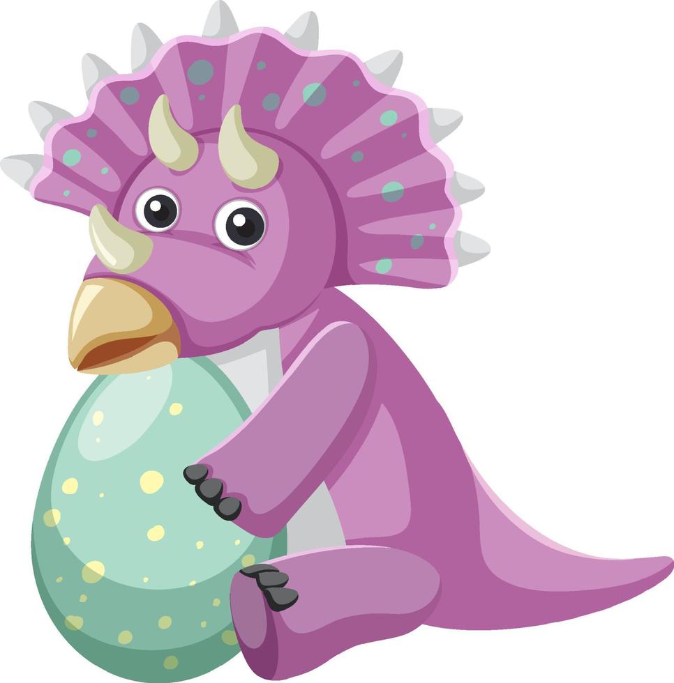 linda caricatura de dinosaurio triceratop vector