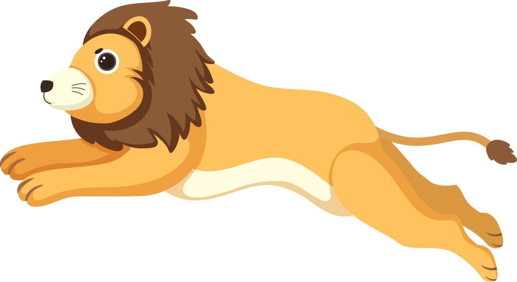 Cute lion in flat cartoon style vector