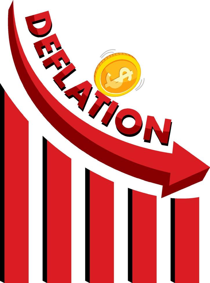 Deflation logo with red arrow pointing down vector