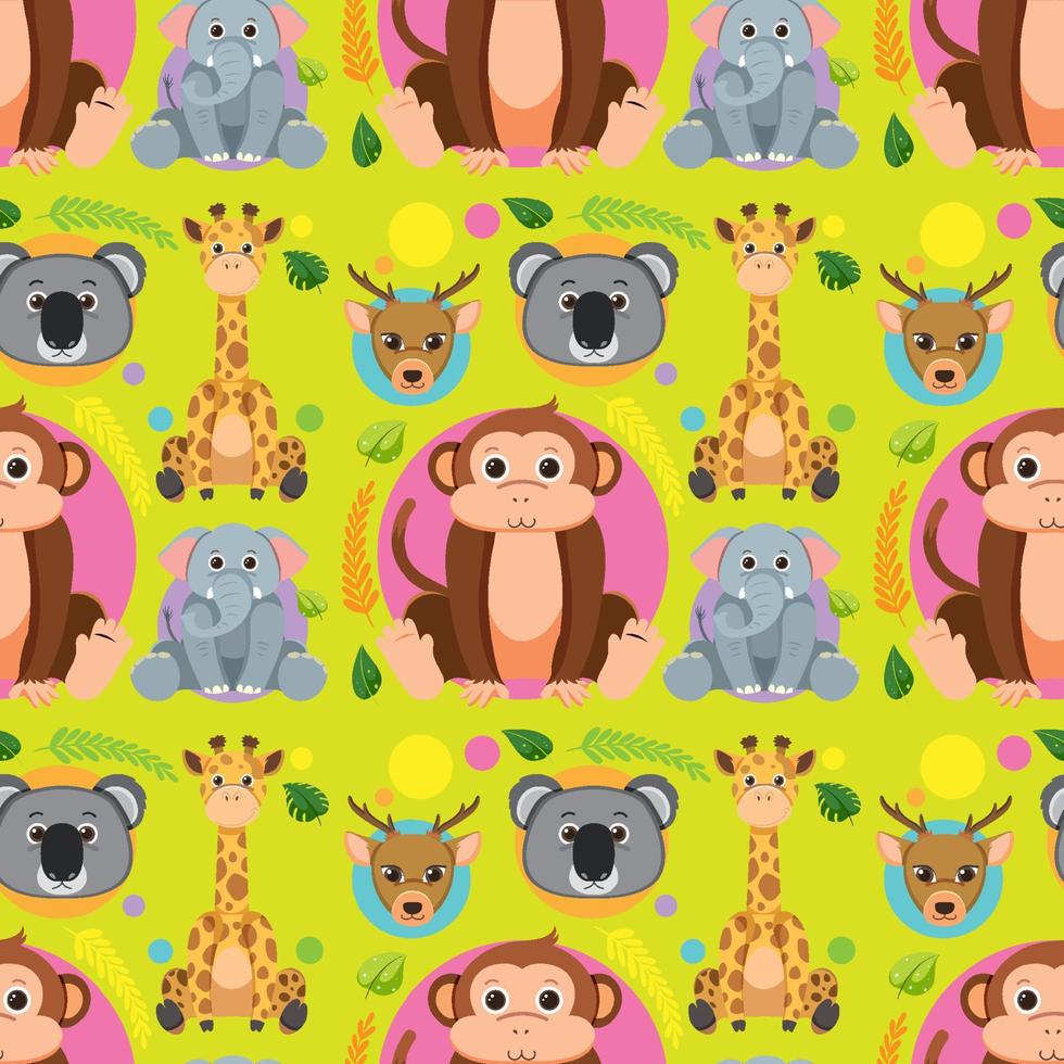 Cute animals seamless pattern vector