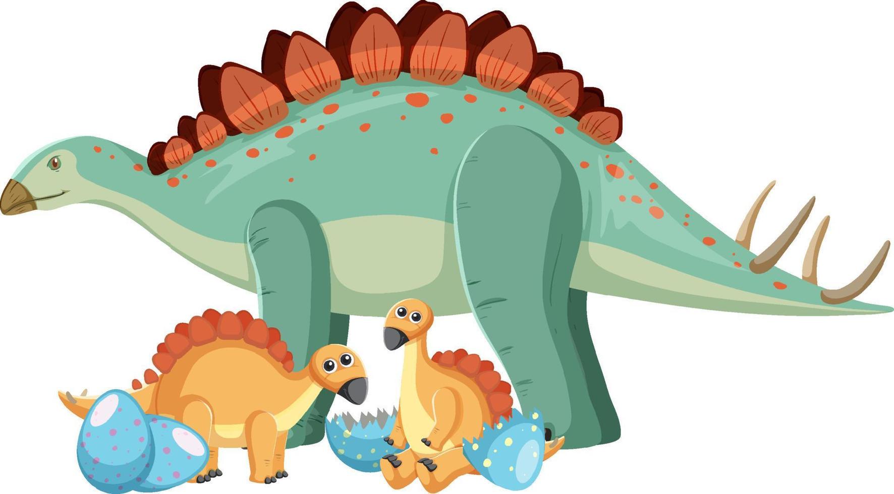 lindo dinosaurio estegosaurio y bebé vector