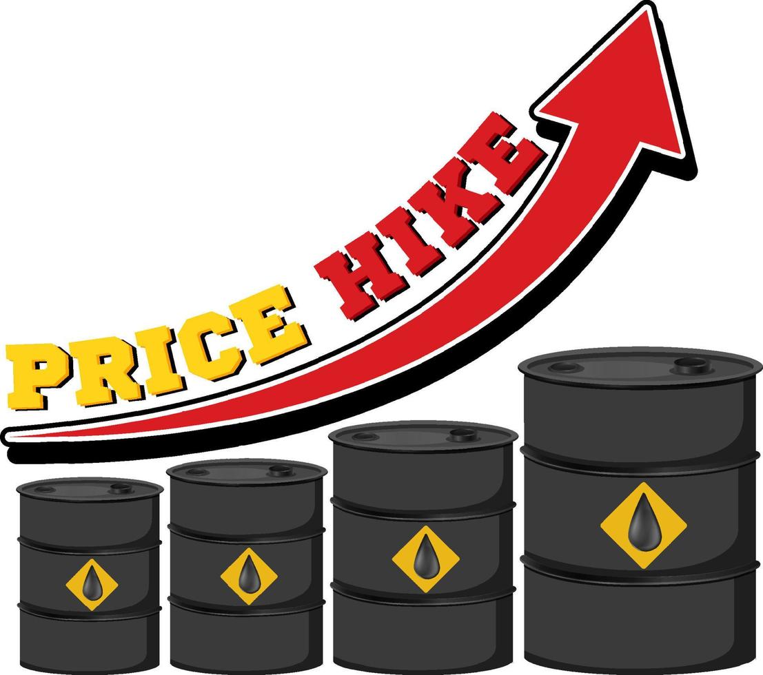 Fuel price hike with red arrow pointing up vector