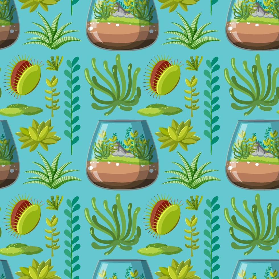 Various plants seamless pattern vector