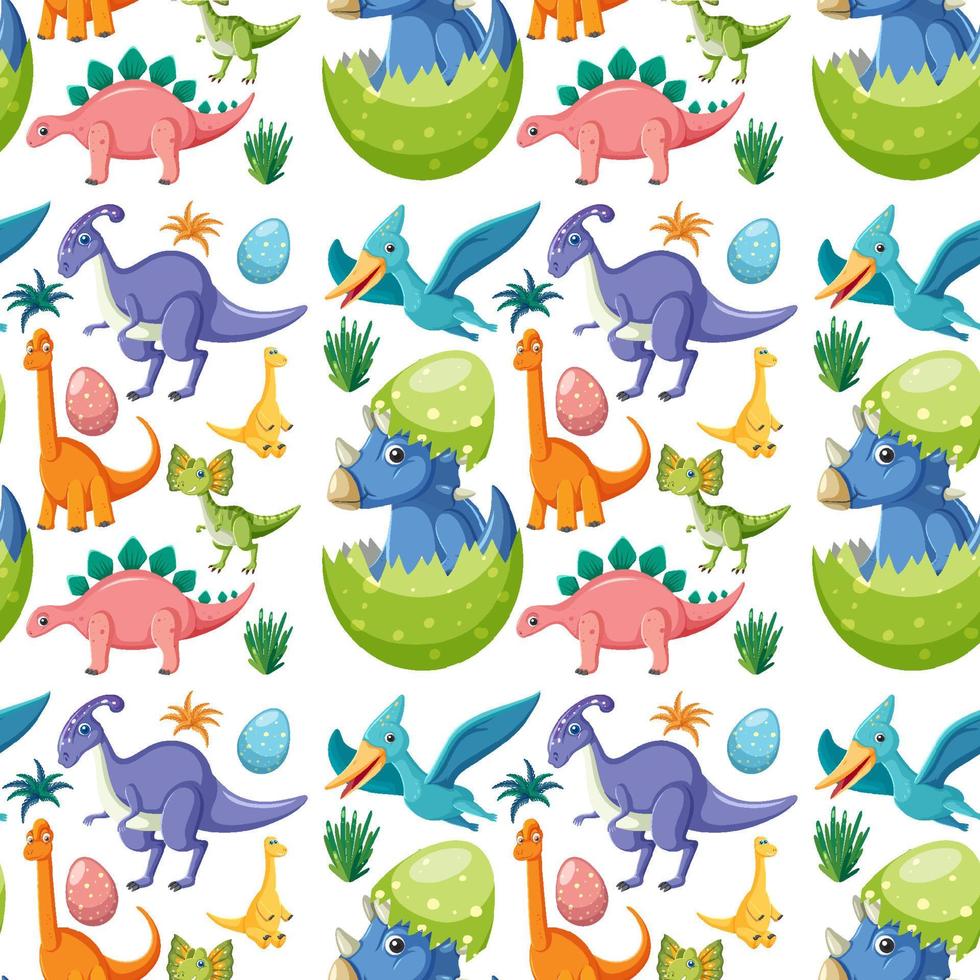 Cute dinosaur seamless pattern vector