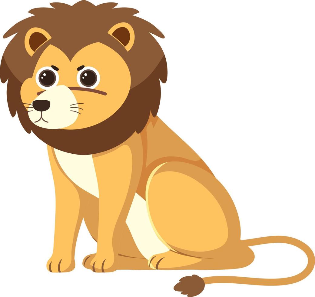 lindo león en estilo de dibujos animados plana vector