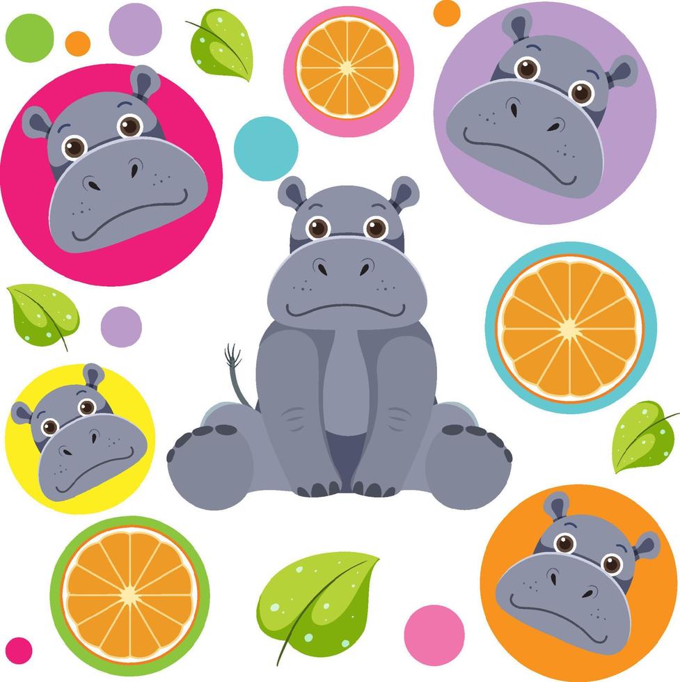 Cute hippopotamus seamless pattern vector