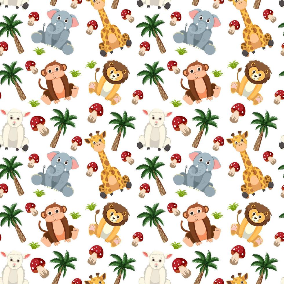 Cute animals seamless pattern vector