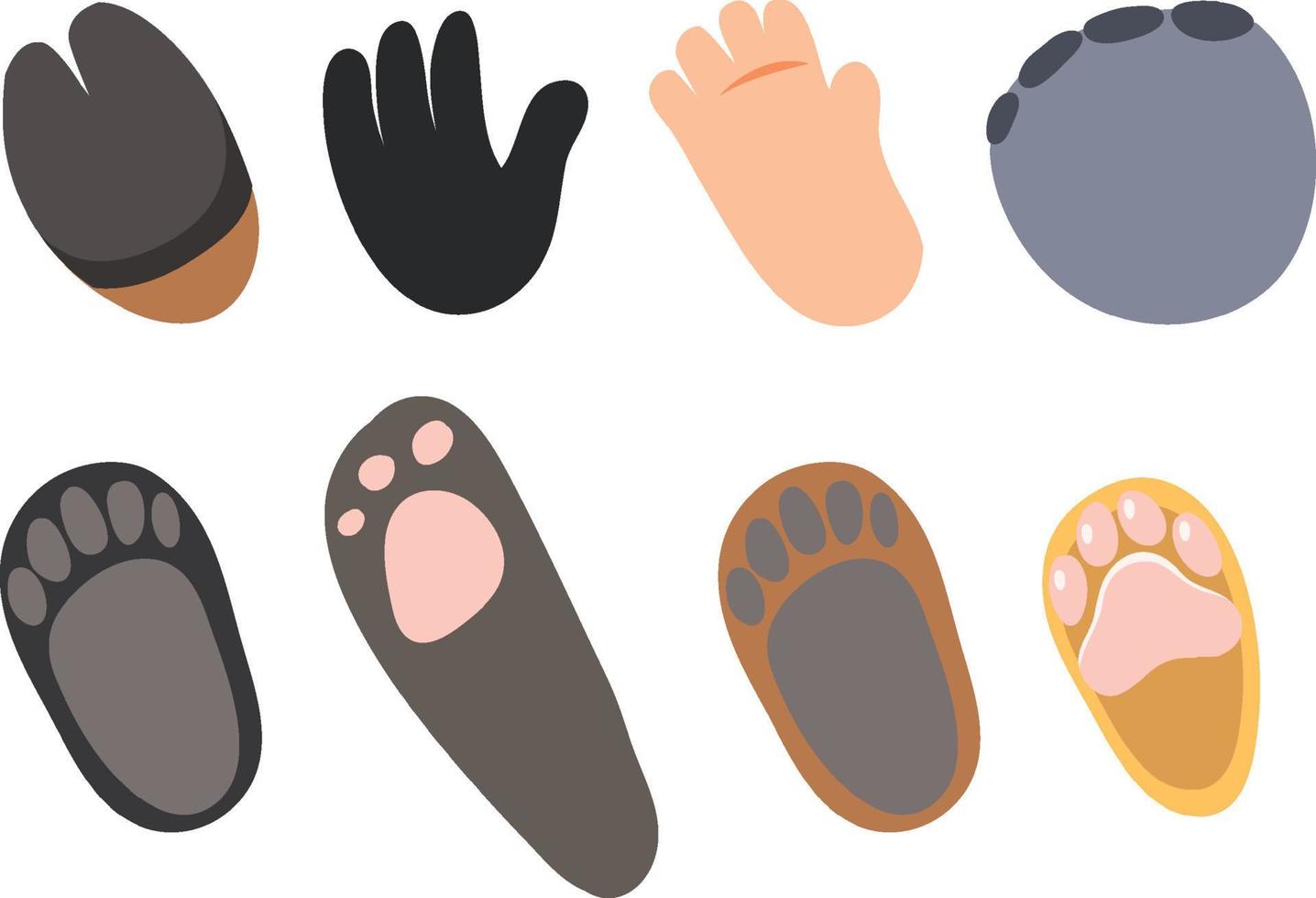 conjunto de diferentes patas de animales vector