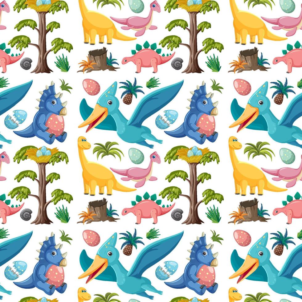 Cute dinosaur seamless pattern vector