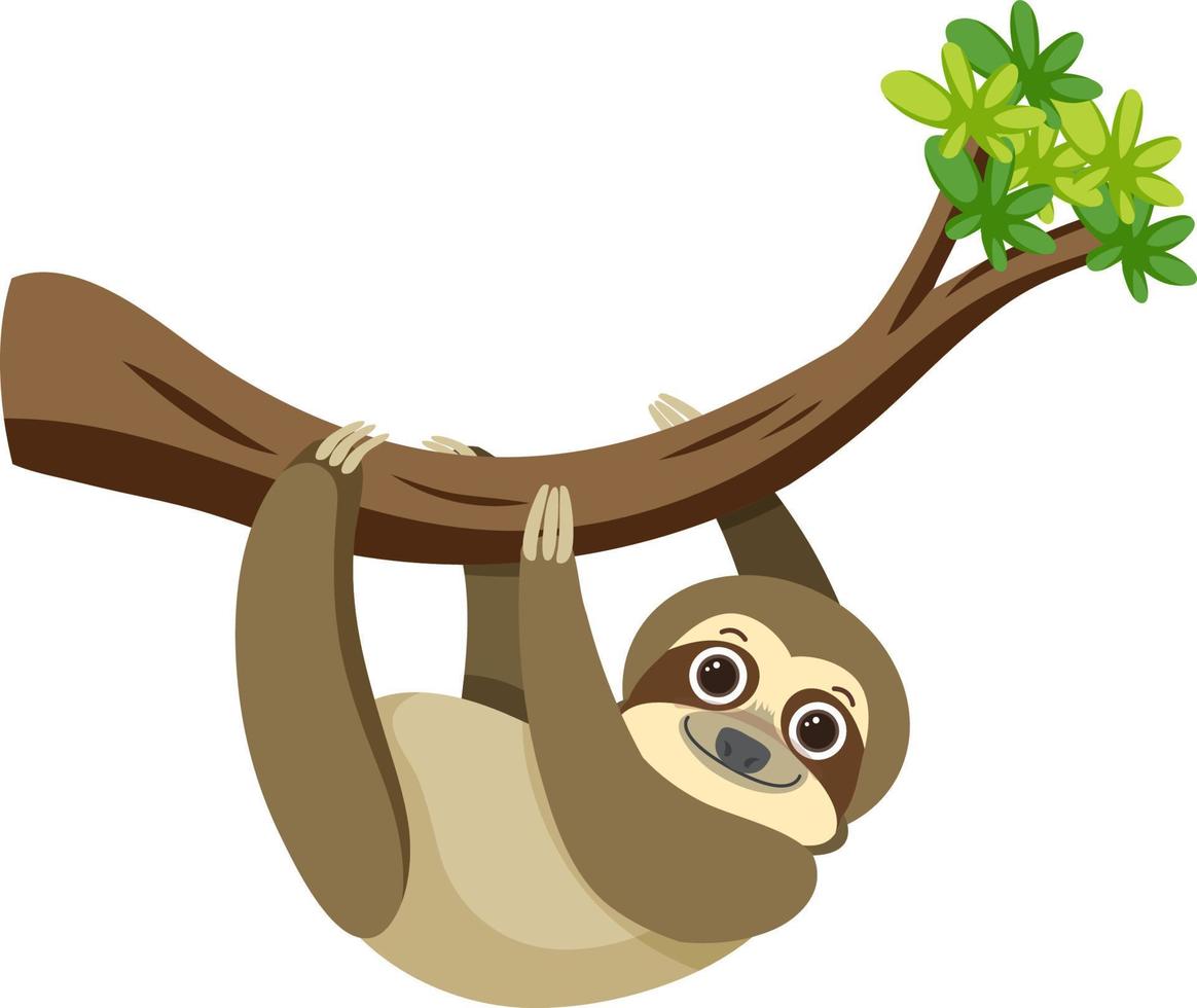 Cute sloth in flat cartoon style vector
