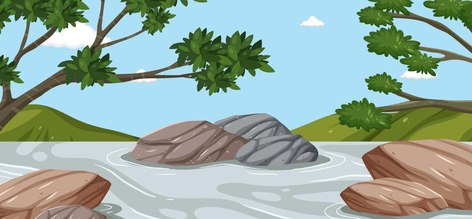 Rapid water flow nature scene vector