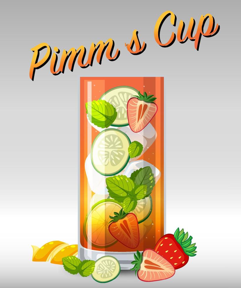 Pimms cup cocktail in the glass vector