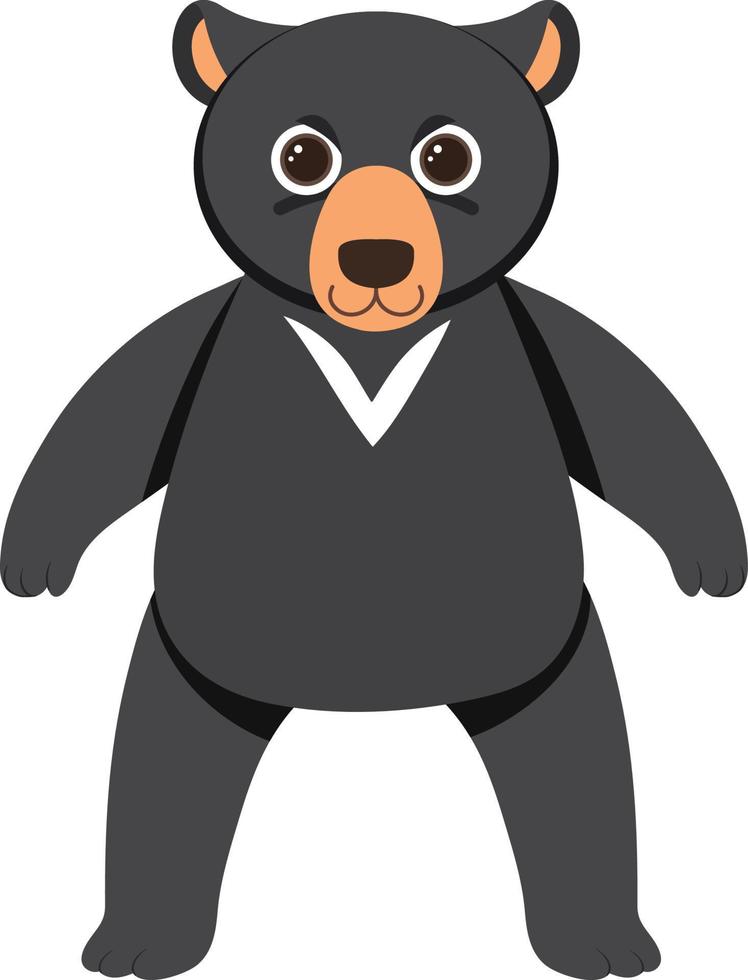 Cute black bear in flat cartoon style vector