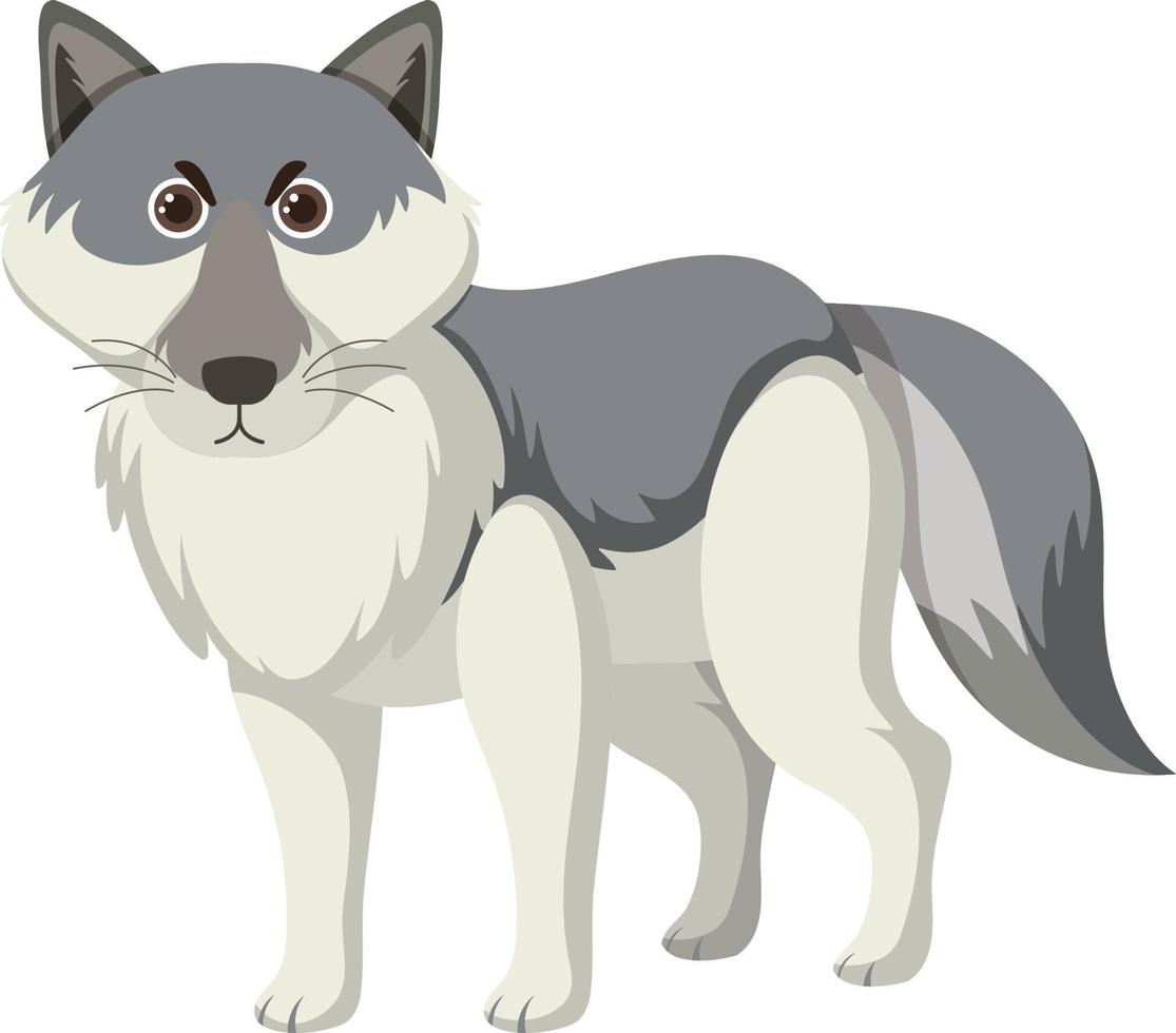 lindo lobo en estilo de dibujos animados plana vector