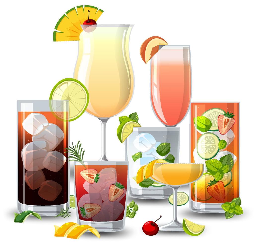 Different types of cocktails vector