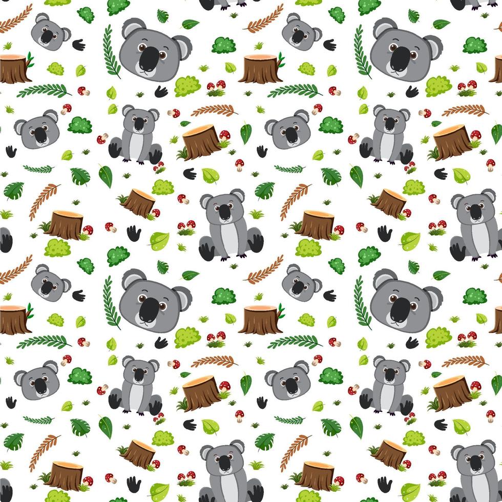 koala lindo animal de patrones sin fisuras vector