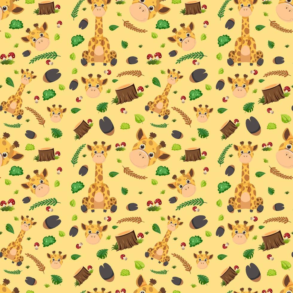 Giraffe cute animal seamless pattern vector