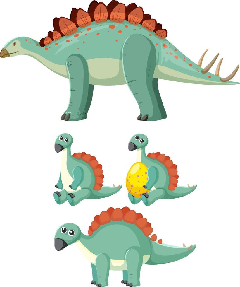 conjunto de lindos personajes de dibujos animados de dinosaurios vector