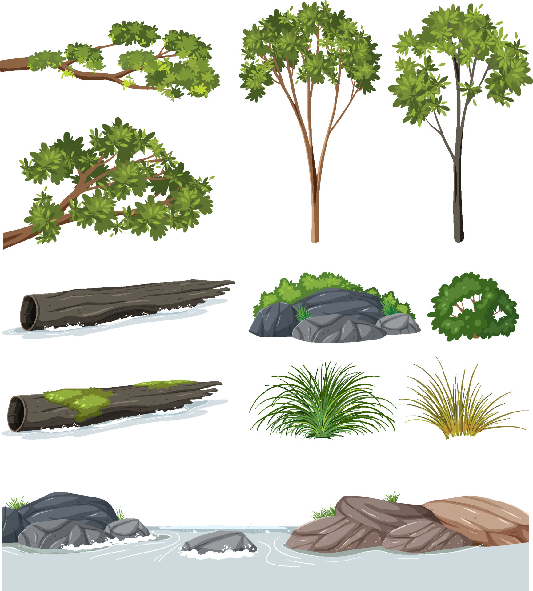 Isolated trees and nature objects set 8273647 Vector Art at Vecteezy