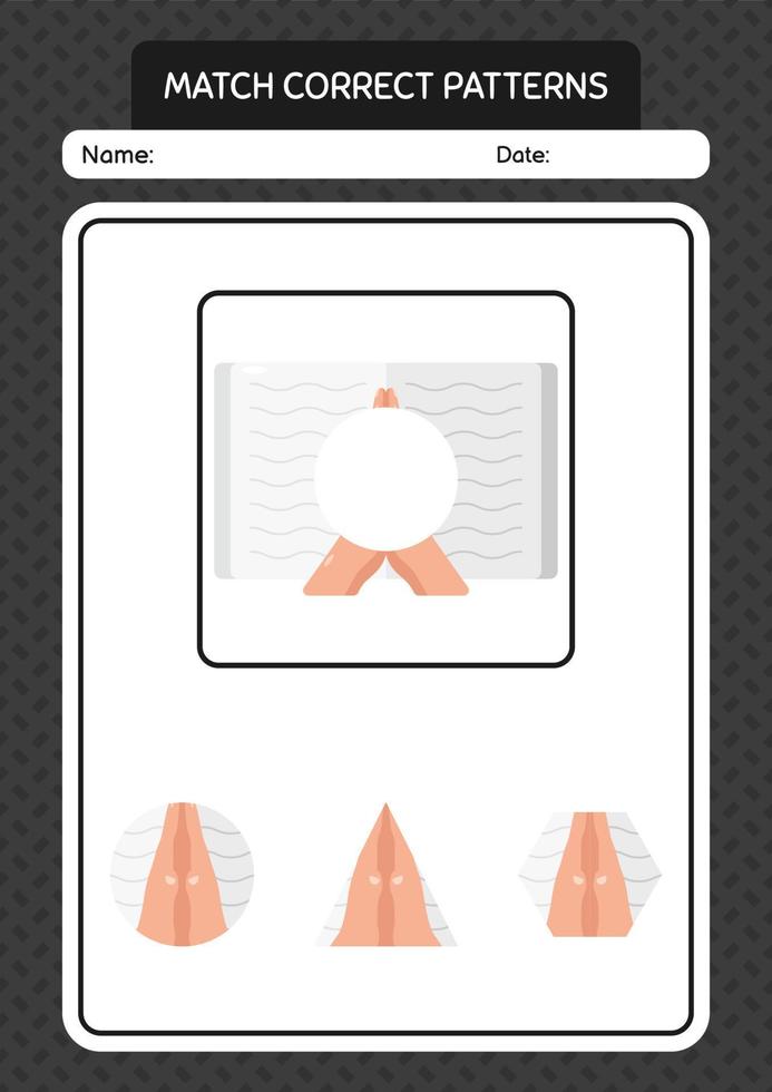 Match pattern game with quran. worksheet for preschool kids, kids activity sheet vector
