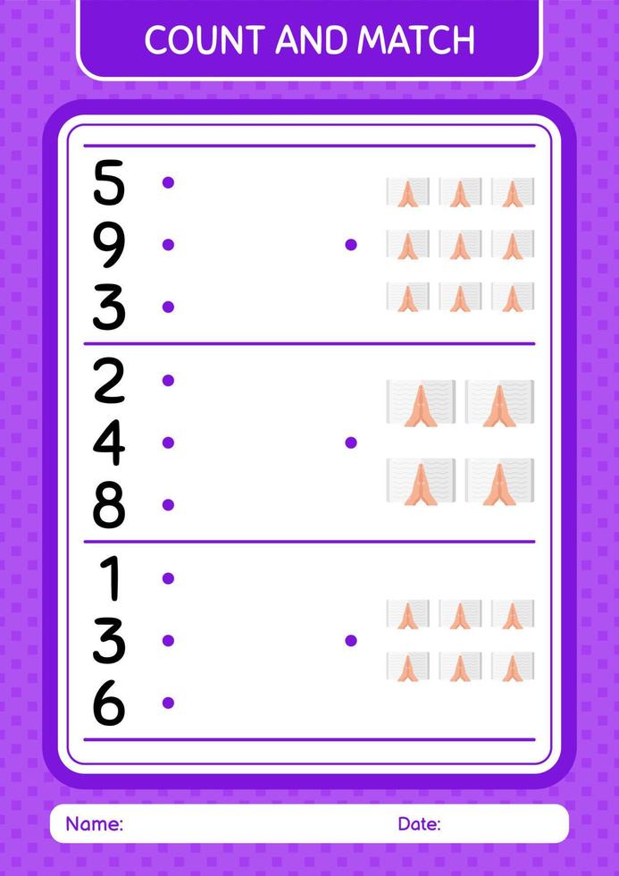 Count and match game with quran. worksheet for preschool kids, kids activity sheet vector